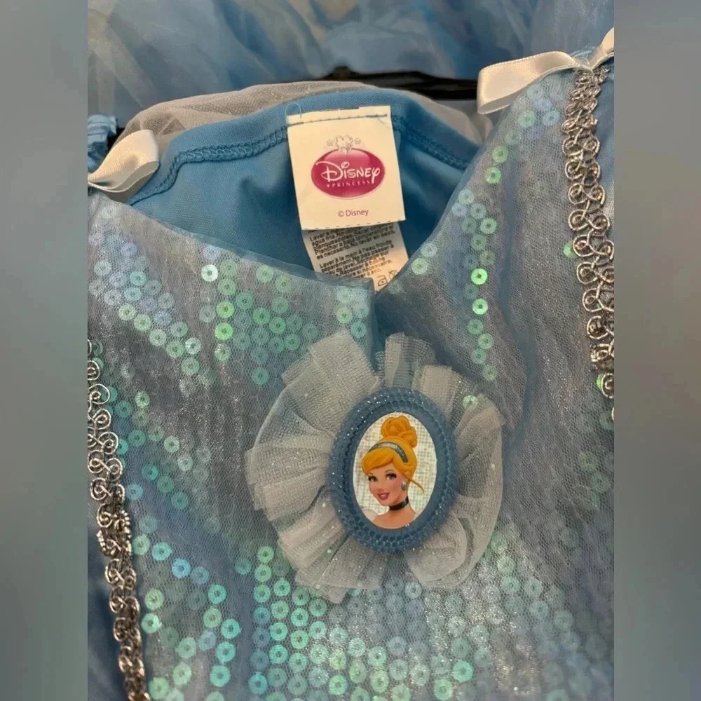 Disney Princess Girl’s Cinderella Costume Dress Sequins Blue Size 7/8